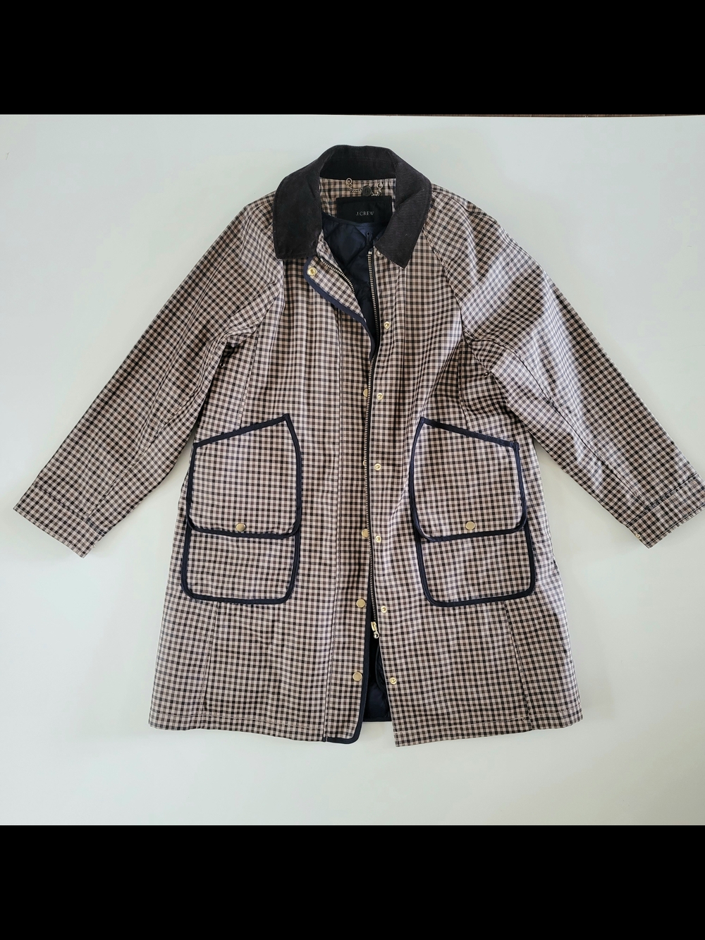 J. Crew Brown Plaid Barn Chore Coat Style Rain Coat 3 in 1 M